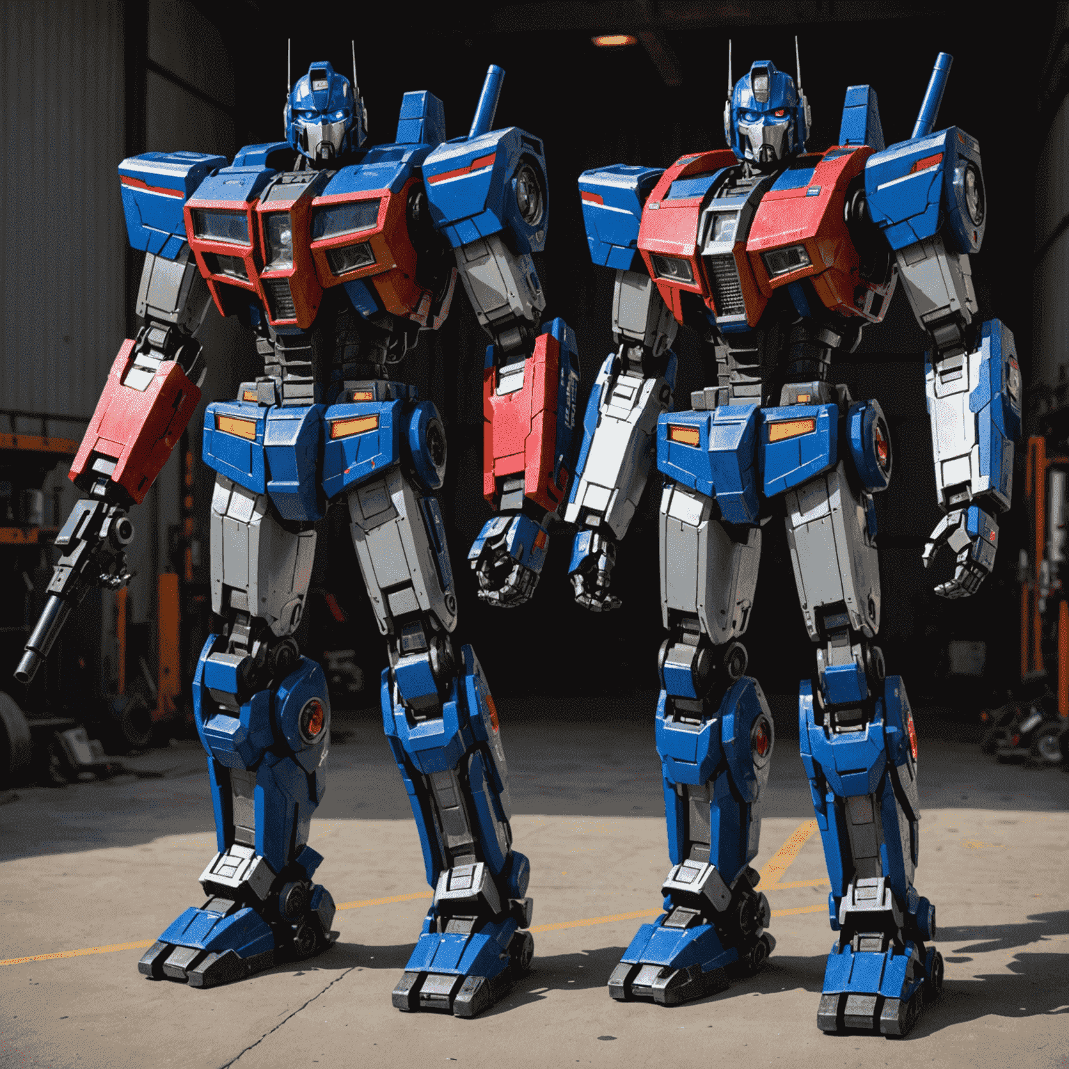 Side-by-side comparison of Optimus Gen 1 and Gen 2 robots, highlighting the visual differences and improvements